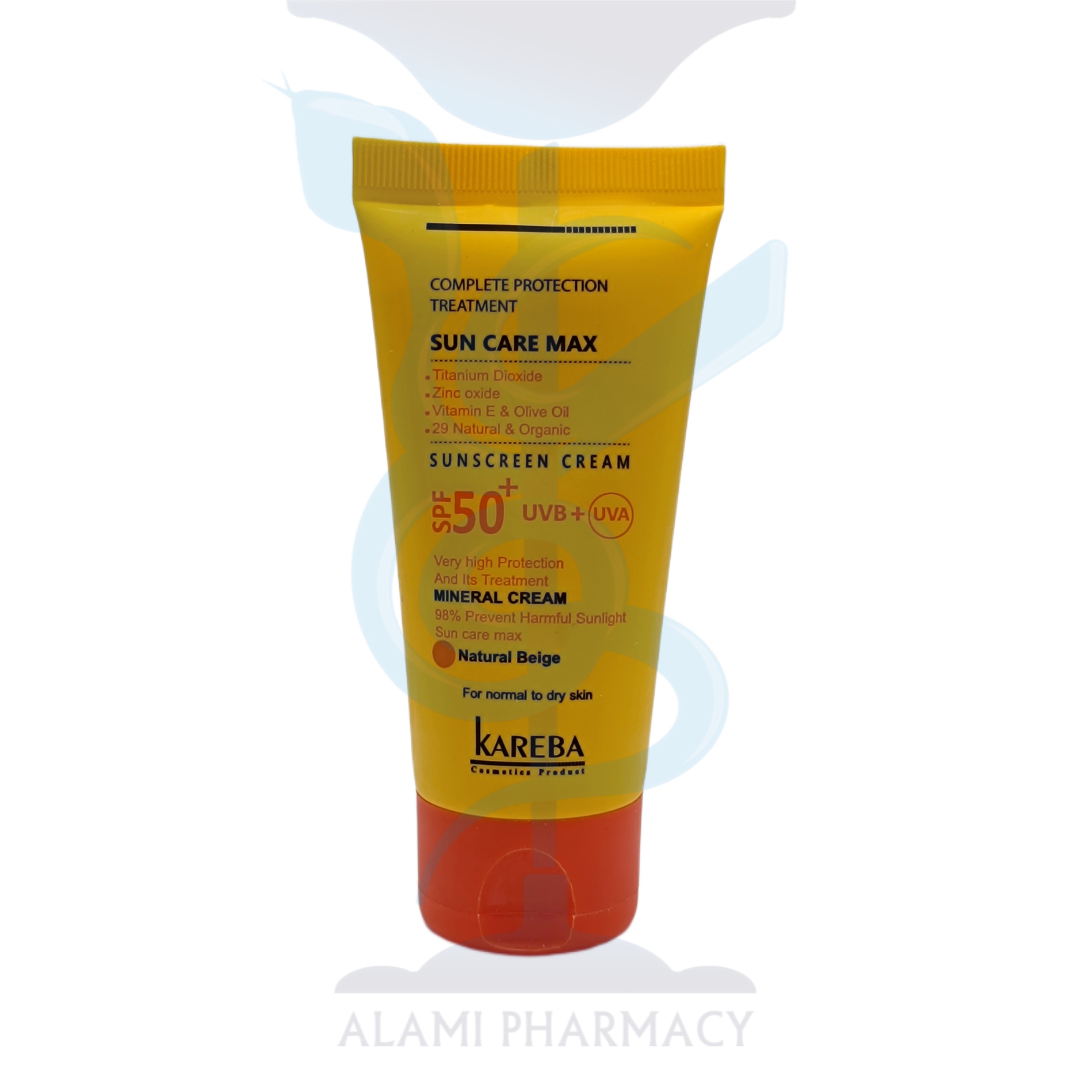کرم ضد آفتاب بژ طبیعی پوست معمولی و خشک کاربا SPF50