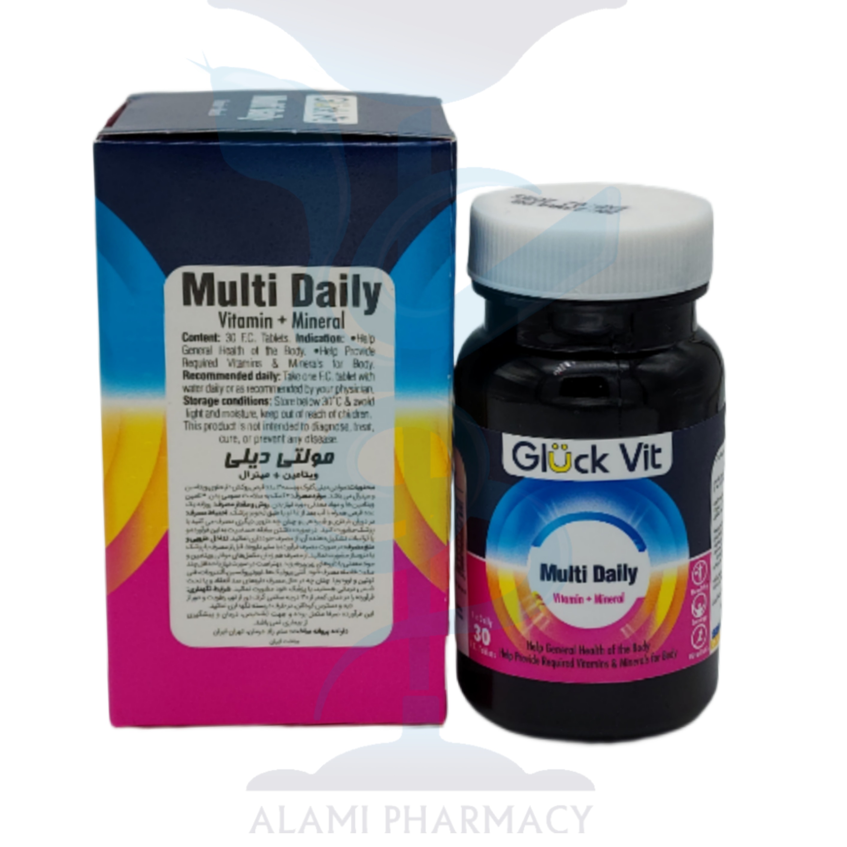 مکمل مولتی دیلی گلوک ویت بسته 30 عددی ویتامین + مینرال
