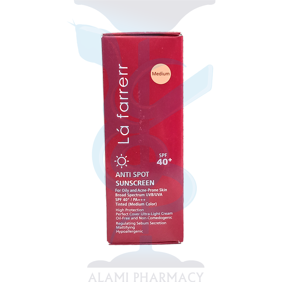 کرم ضد آفتاب و ضد لک رنگی بژ متوسط  لافارر SPF 40 مناسب پوست چرب و آکنه دار