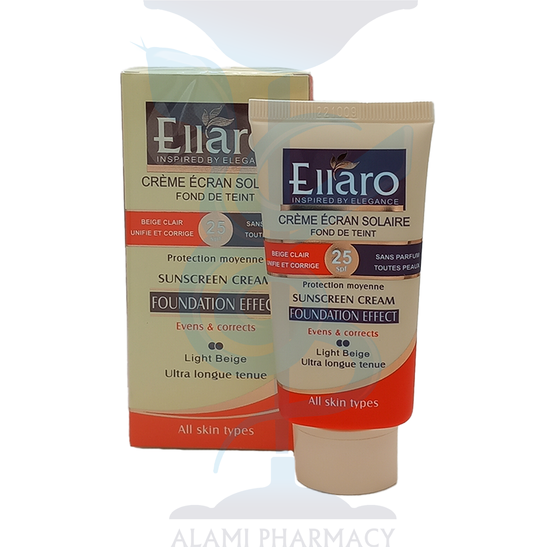 کرم ضد آفتاب کرم پودری انواع پوست بژ روشن Spf25  الارو Ellaro