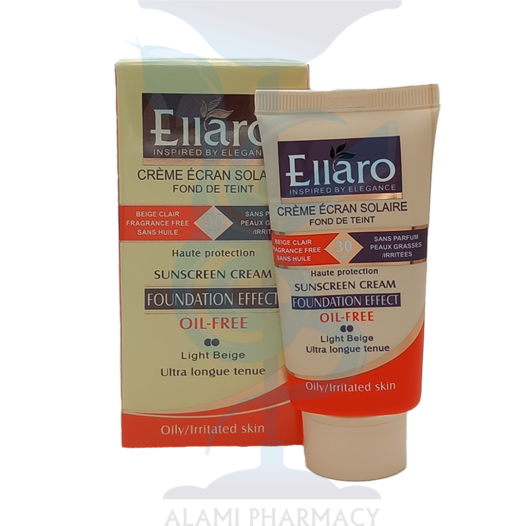 کرم ضد آفتاب پودری فاقد چربی بژ روشن Spf 30 الارو حجم 40 میل
