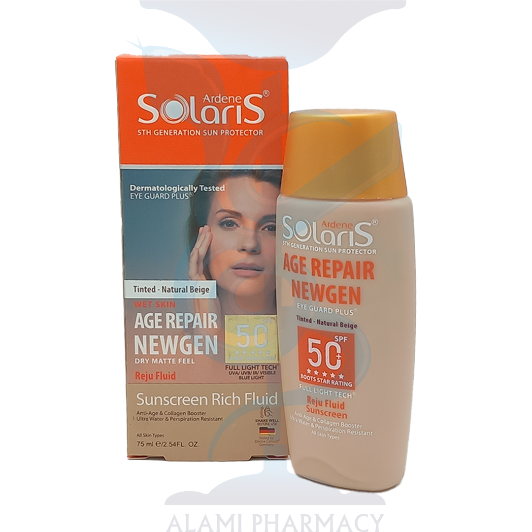 فلوئید ضد آفتاب و ضد چروک بژ طبیعی آردن سولاریس Spf 50 حجم 75 میل