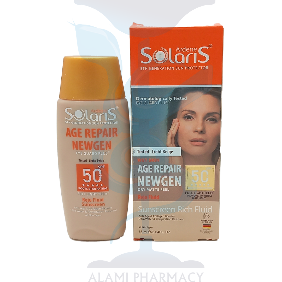 فلوئید ضد آفتاب و ضد چروک بژ روشن آردن سولاریس Spf 50 حجم 75 میل