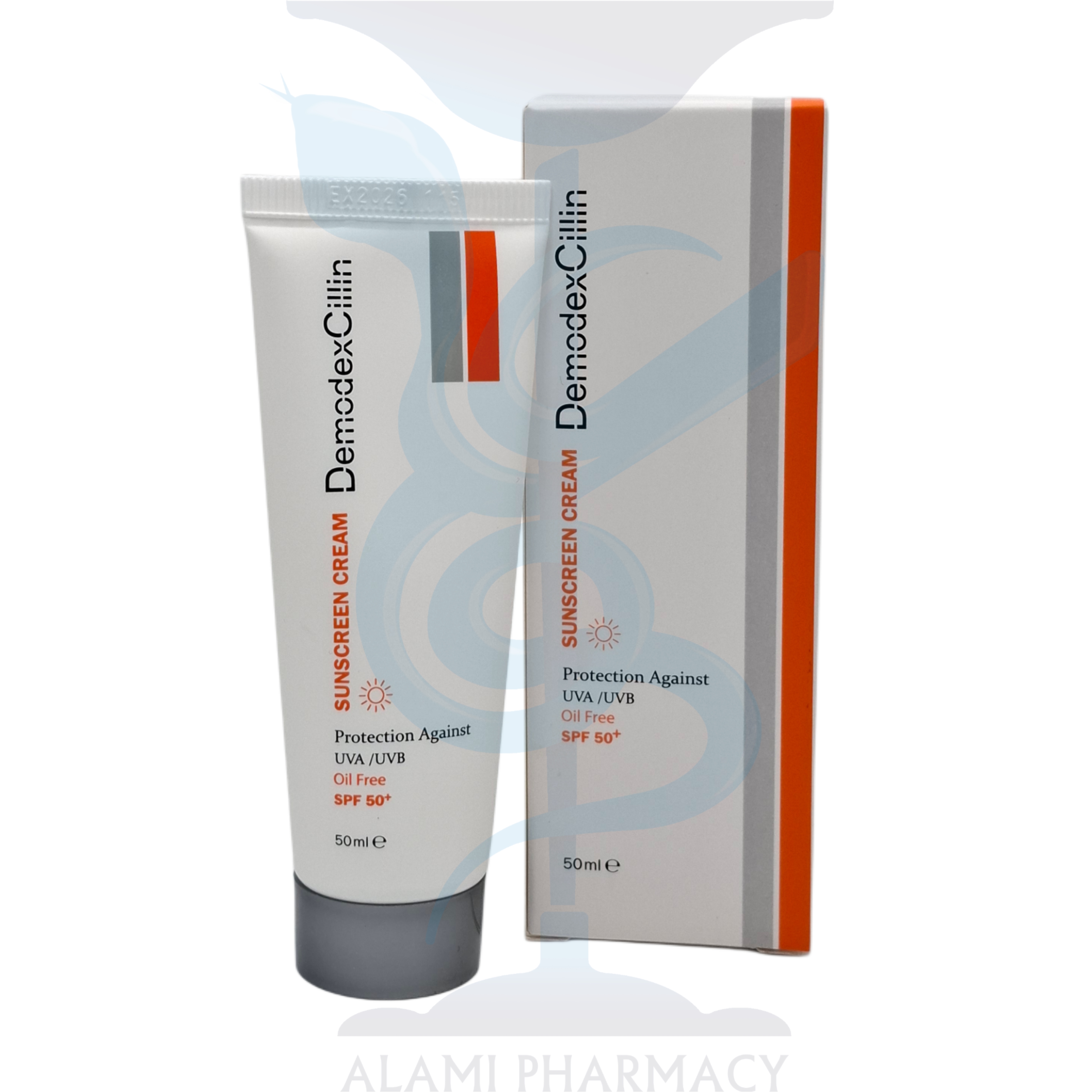 کرم ضد آفتاب بی رنگ پوست چرب دمودکسیلین spf50 حجم 50 میل