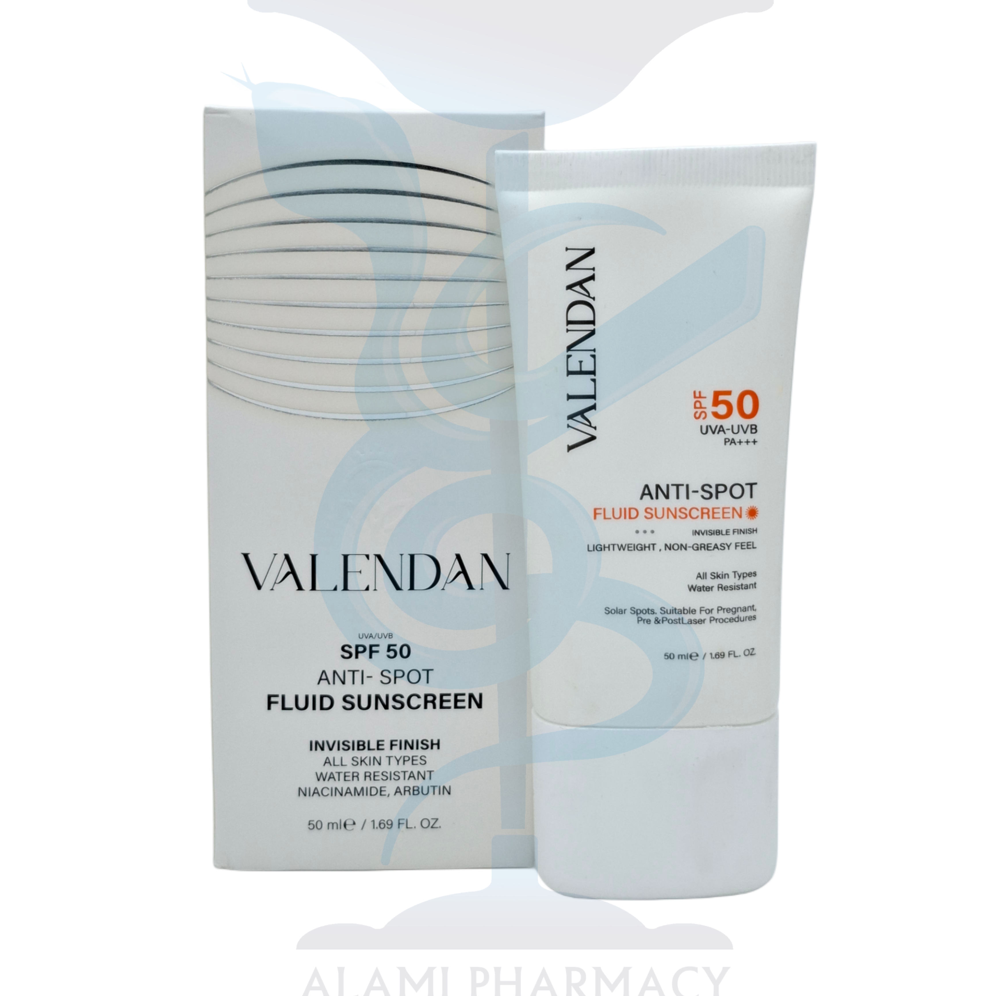 کرم ضد آفتاب بی رنگ فلوئیدی روشن کننده و رفع لک ولندان spf50 حجم 50 میل