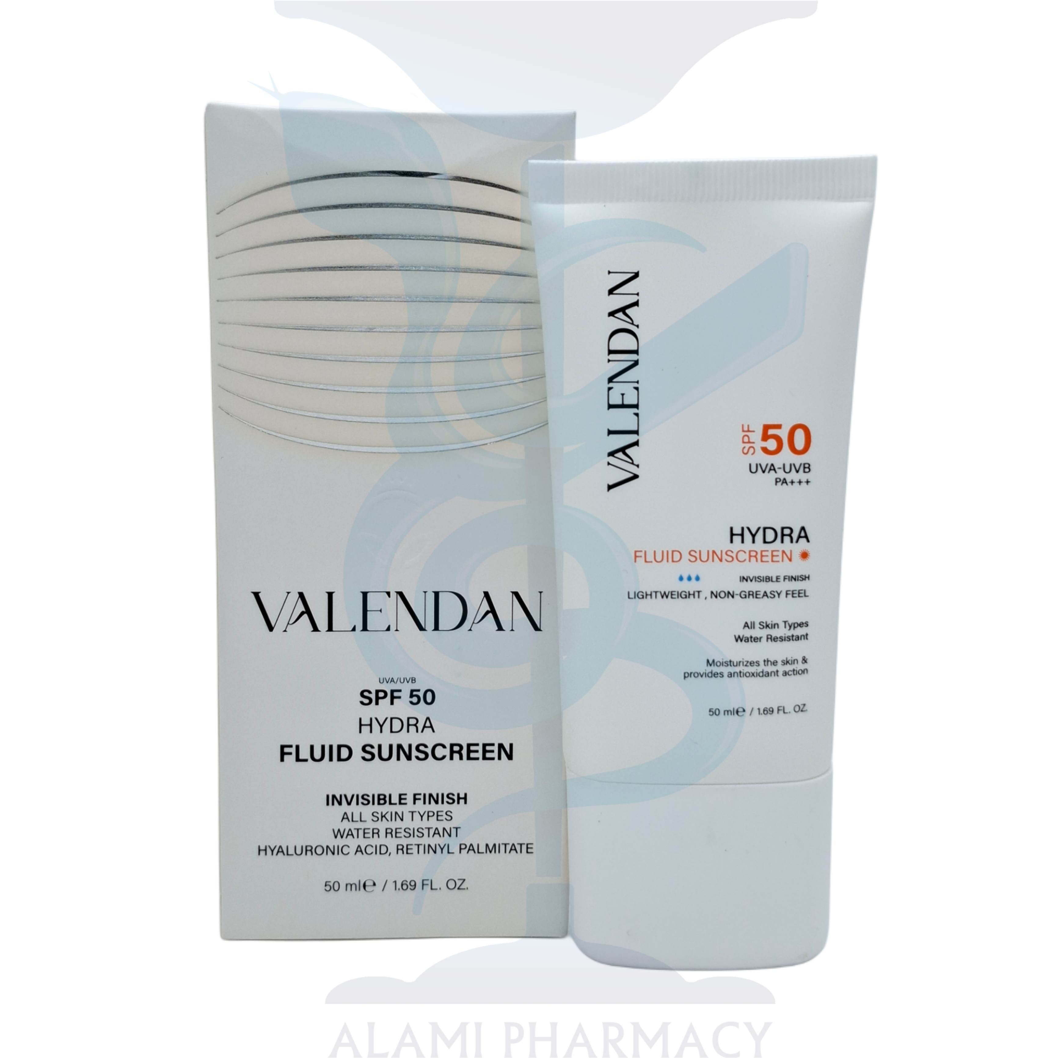 کرم ضد آفتاب فلوئیدی  آبرسان spf50 ولندان بی رنگ 50 میل