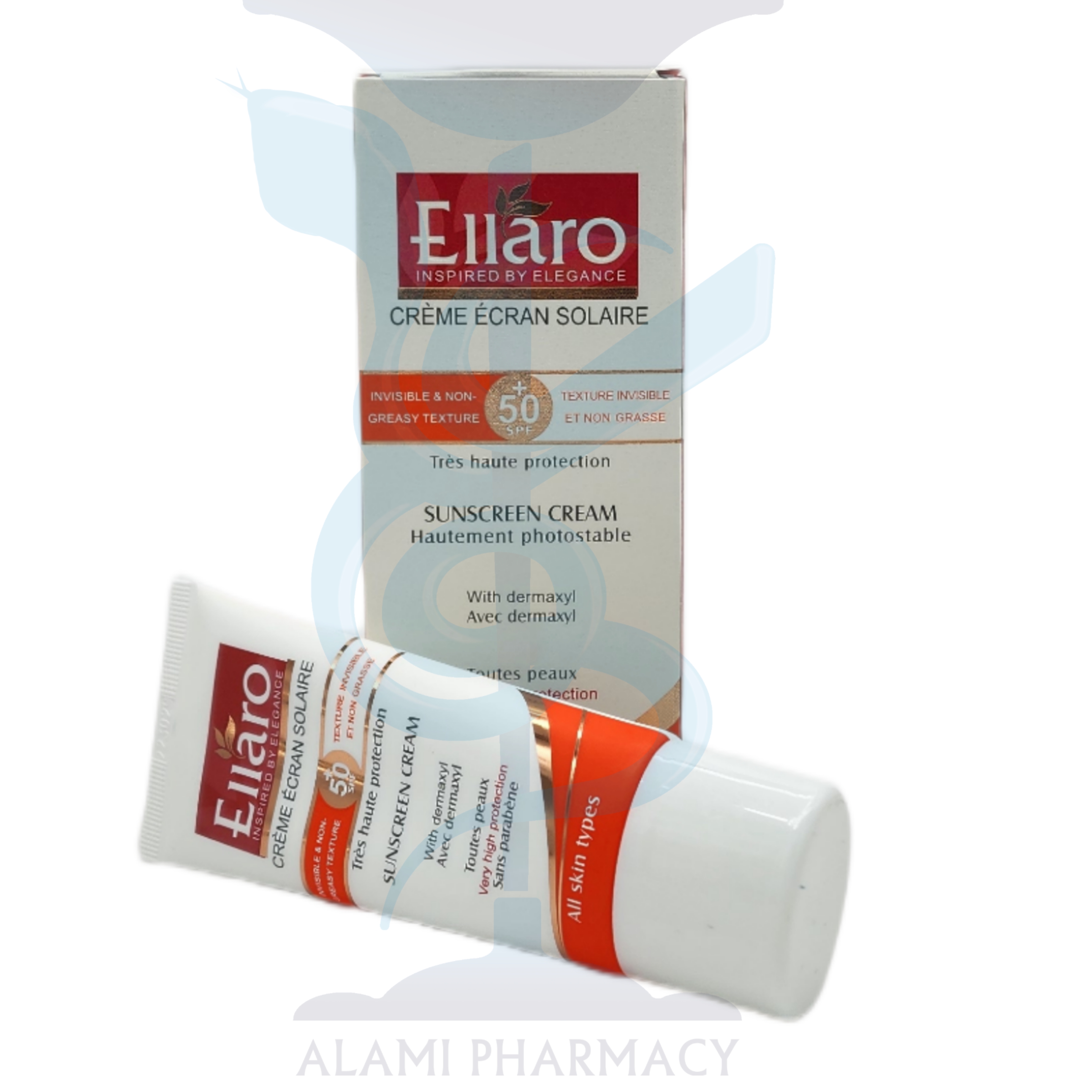 کرم ضد آفتاب مناسب انواع پوست بدون رنگ الارو Spf 50 حجم 50 میل